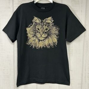 Vintage Diamond Dust Cat T Shirt Adult M Oversized Sparkly Crazy Cat Lady USA